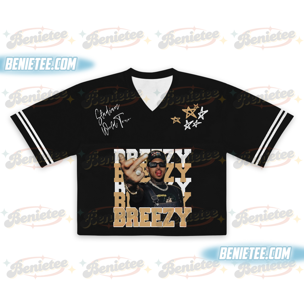 Custom Chris Brown Croptop Mesh Football, Breezy Bowl Tour 2025 Croptop Mesh Football - Image 2
