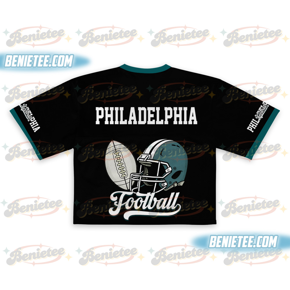 Philadelphia Croptop Mesh Football, Retro Philadelphia Game Day Croptop Mesh Football - Image 3
