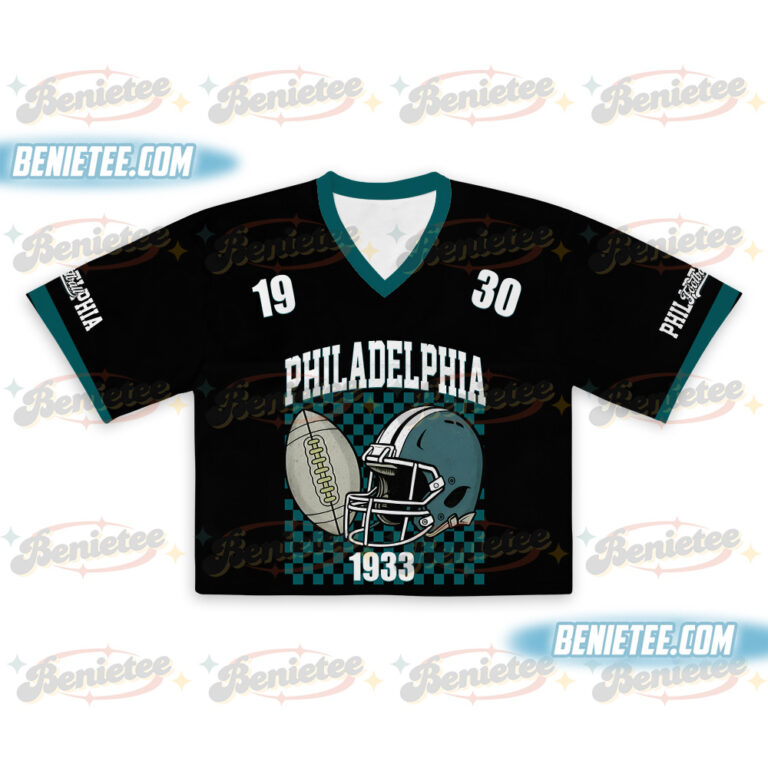 Alternative view of Philadelphia Croptop Mesh Football, Retro Philadelphia Game Day Croptop Mesh Football