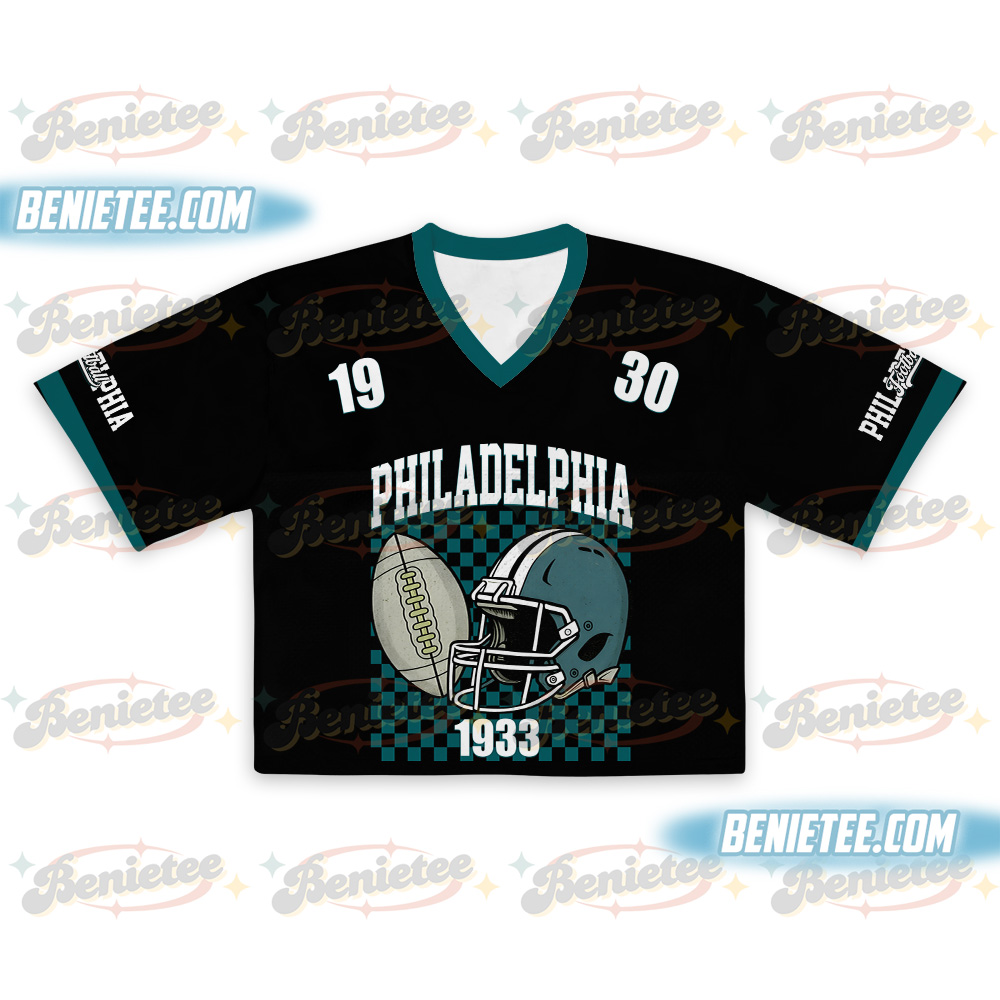 Philadelphia Croptop Mesh Football, Retro Philadelphia Game Day Croptop Mesh Football - Image 2