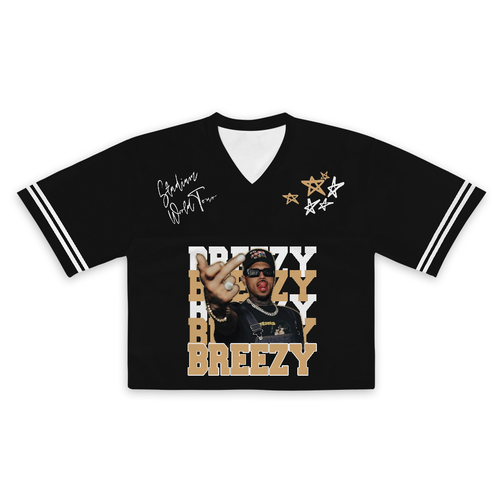 Custom Chris Brown Croptop Mesh Football, Breezy Bowl Tour 2025 Croptop Mesh Football - Image 4