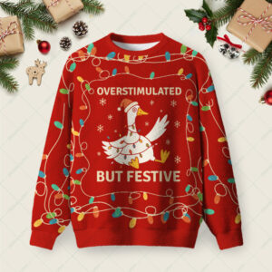 Overstimulated But Festive Christmas Fuzzy Fleece Sweatshirt