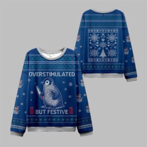 Overstimulated but Festive Ugly Sweater 2025 Christmas - Grishko.com