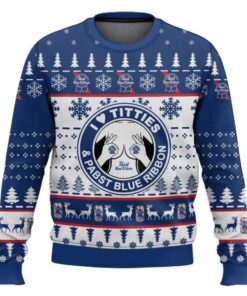 Pabst Blue Ribbon Titties Funny Ugly Christmas Sweater