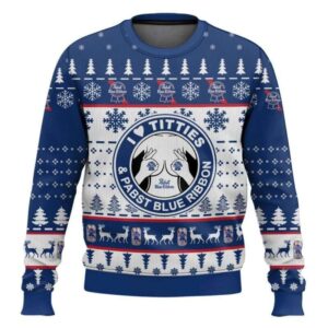 Pabst Blue Ribbon Titties Funny Ugly Christmas Sweater