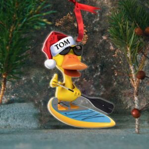 Alternative view of Paddle Boarding Duck, Christmas Gift-Personalized Acrylic Ornament