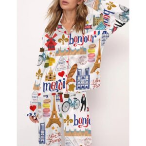 Paris Travel Pajama Set For Women