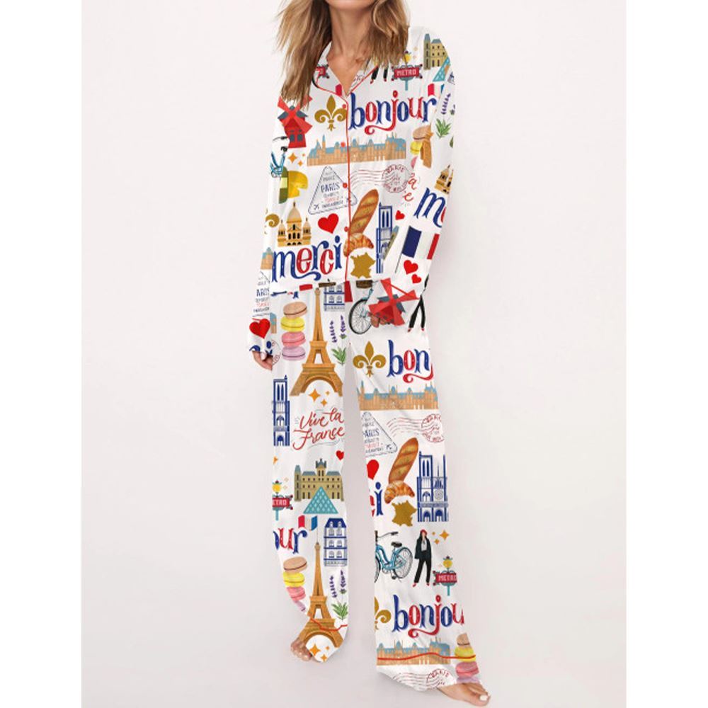 Alternative view of Paris Travel Pajama Set For Women