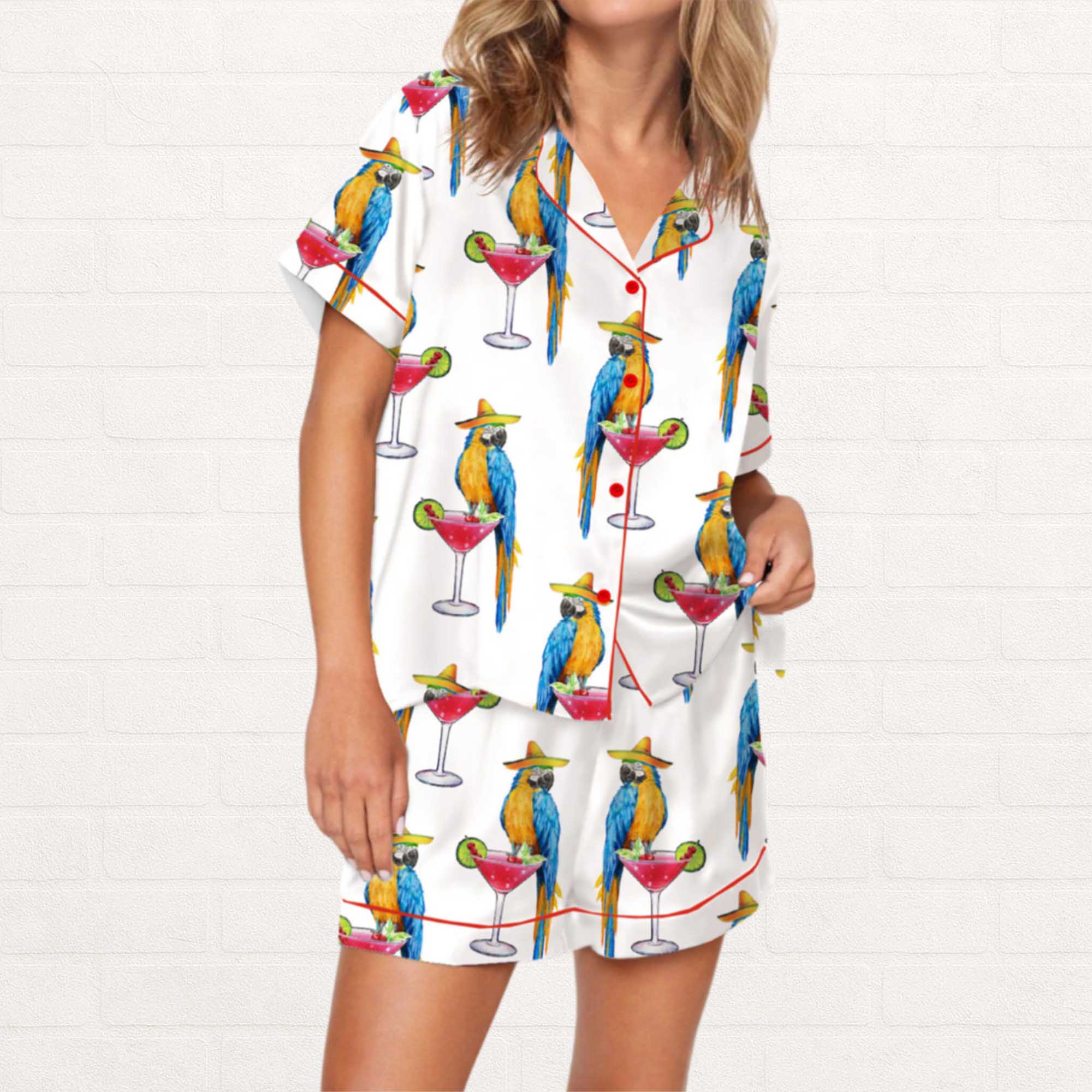 Alternative view of Parrot Margarita Silky Satin Pajama Set