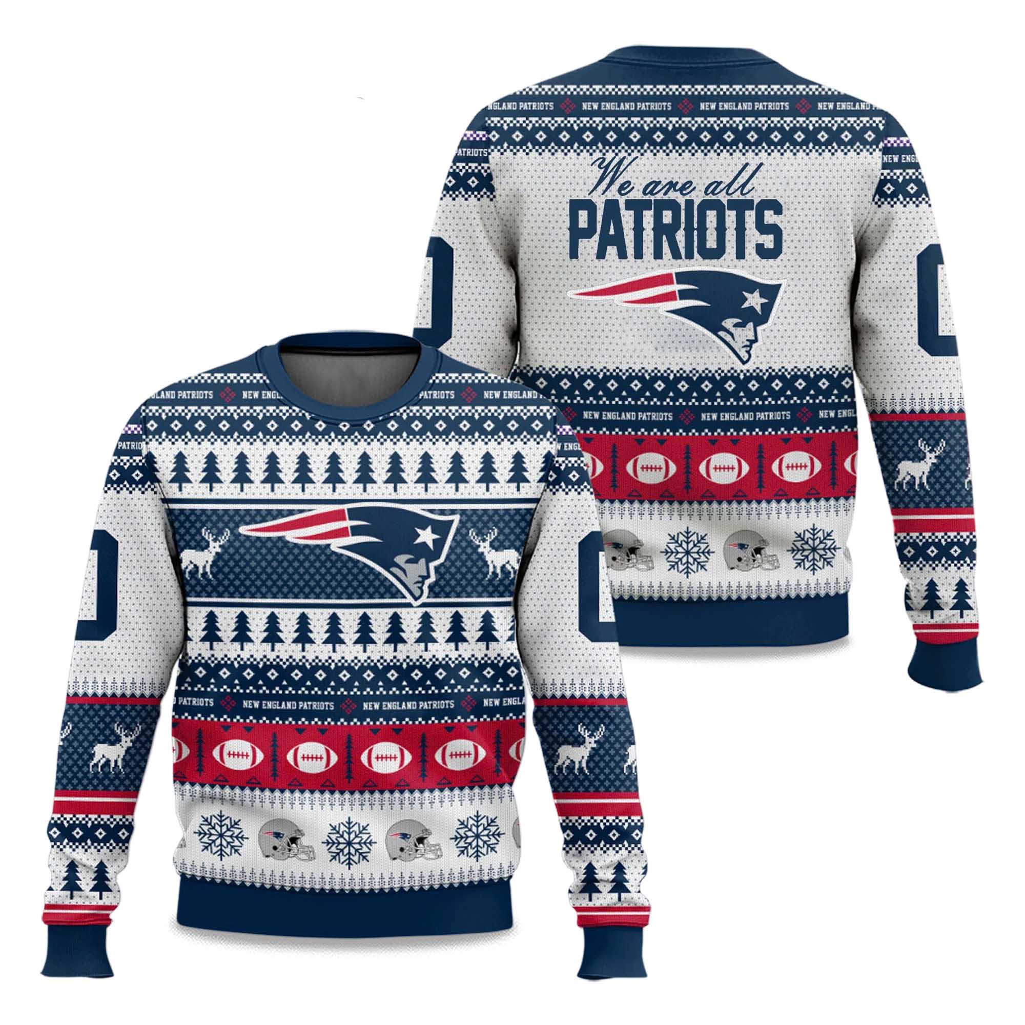 Patriots Rivalries Norâ€™Easter Storm Blue 2025 Christmas Ugly Sweater