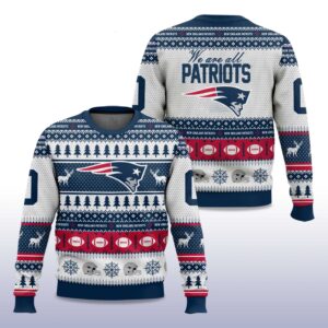 Alternative view of Patriots Rivalries Norâ€™Easter Storm Blue 2025 Christmas Ugly Sweater