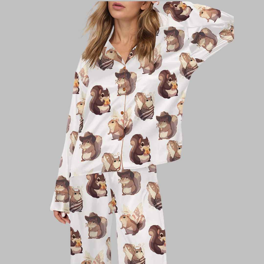 Peanut Satin Pajama Set