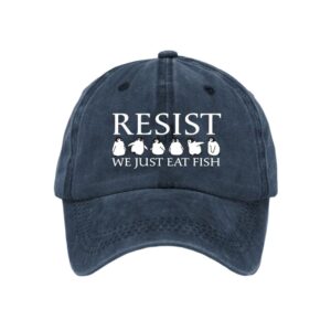 Alternative view of Penguins Resist We Just Eat Fish Baseball Cap