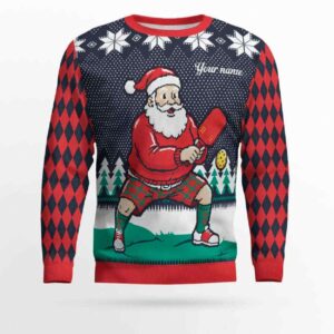 Alternative view of Personalized 2025 Pickleball Santa Ugly Sweater