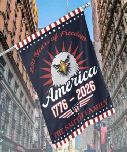 Alternative view of Personalized 250 Years Of Freedom American Flag | Happy 250th Birthday USA Flag | America 250th Anniversary Flag | Patriotic 4th Of July House Flag Garden Flag