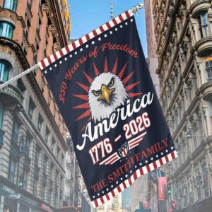 Alternative view of Personalized 250 Years Of Freedom American Flag | Happy 250th Birthday USA Flag | America 250th Anniversary Flag | Patriotic 4th Of July House Flag Garden Flag 682542