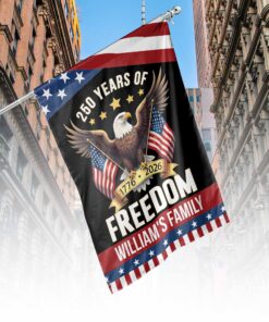 Personalized 250 Years Of Freedom Flag | Happy 250th Birthday USA Flag | Patriotic 4th Of July House Flag Garden Flag