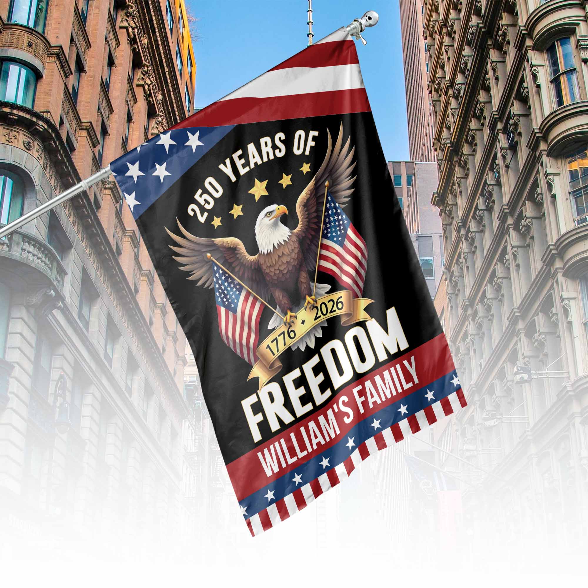 Personalized 250 Years Of Freedom Flag | Happy 250th Birthday USA Flag | Patriotic 4th Of July House Flag Garden Flag 683126