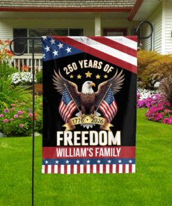 Alternative view of Personalized 250 Years Of Freedom Flag | Happy 250th Birthday USA Flag | Patriotic 4th Of July House Flag Garden Flag
