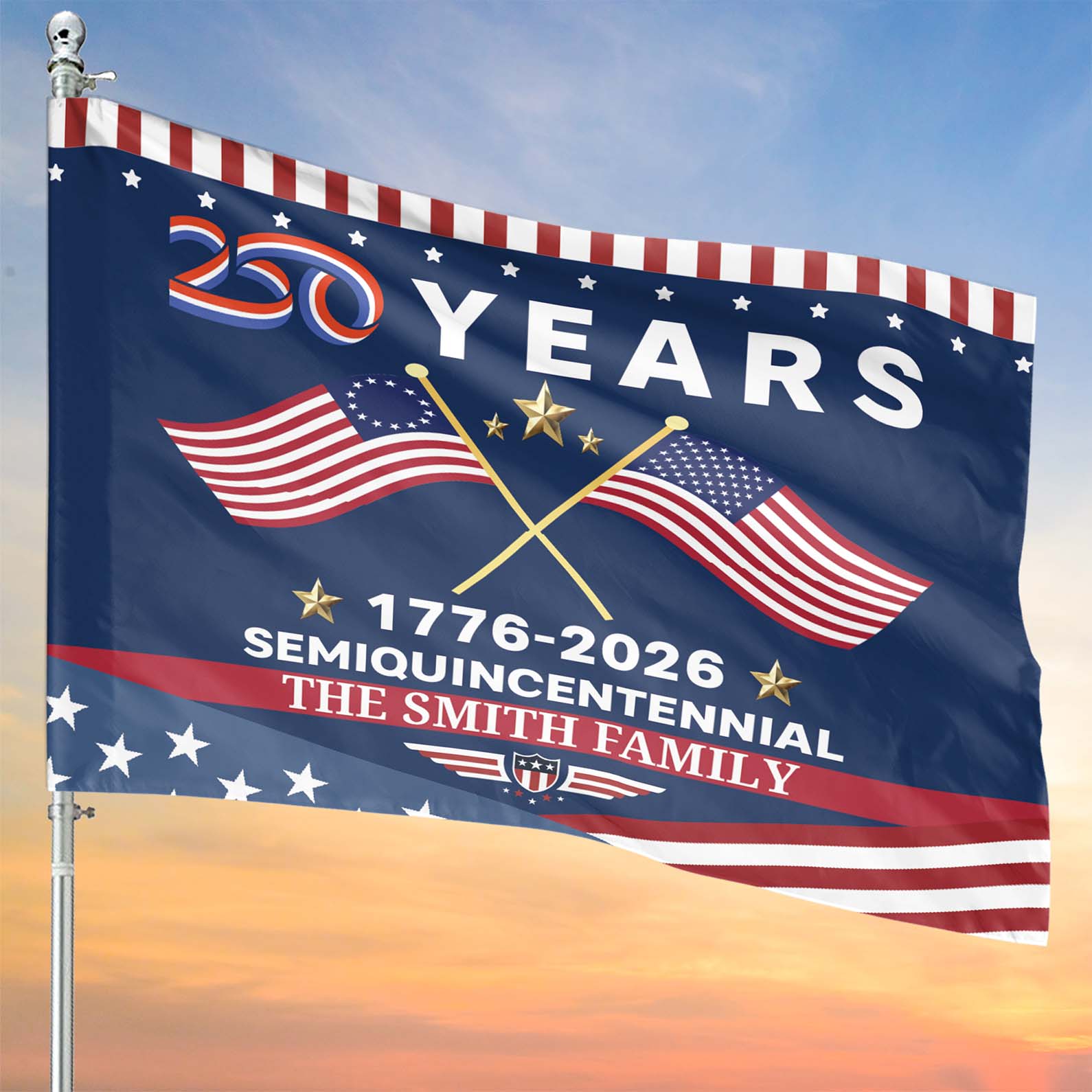 Personalized 250 Years Semiquincentennial Flag | Happy 250th Birthday USA Flag | America 250th Anniversary Flag | Patriotic 4th Of July House Flag Garden Flag 682541 - Image 2
