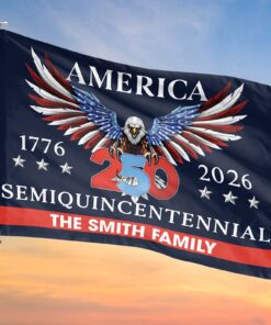 Alternative view of Personalized 250 Years Semiquincentennial Flag | Happy 250th Birthday USA Flag | America 250th Anniversary Flag | Patriotic 4th Of July House Flag Garden Flag
