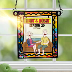 Alternative view of Personalized Anniversary Gift For Couple Window Hanging Suncatcher Ornament 01OHLU280225PA