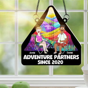 Personalized Anniversary Gifts For Travel Couple Window Hanging Suncatcher Adventure Partners 01KALU120225PA