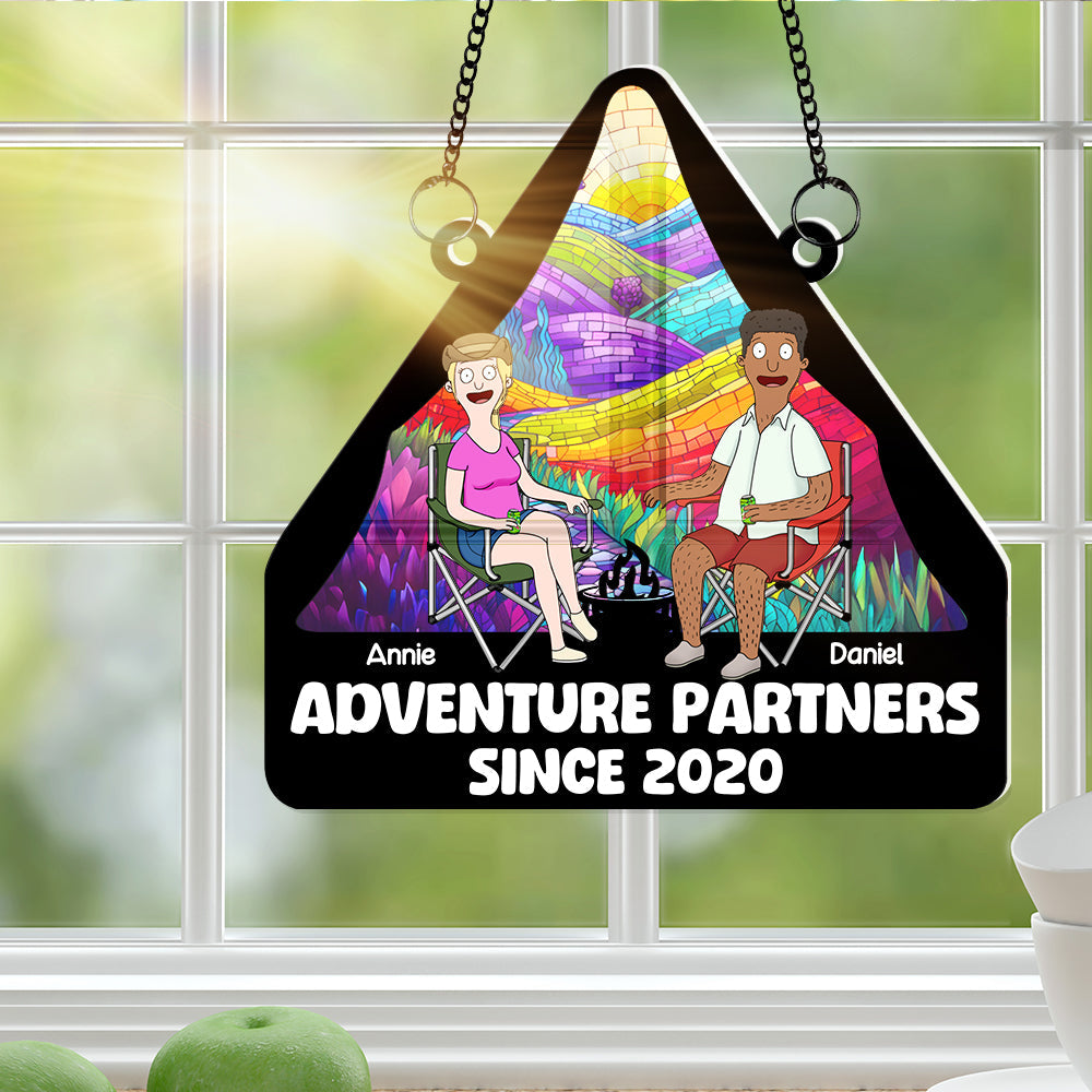 Personalized Anniversary Gifts For Travel Couple Window Hanging Suncatcher Adventure Partners 01KALU120225PA