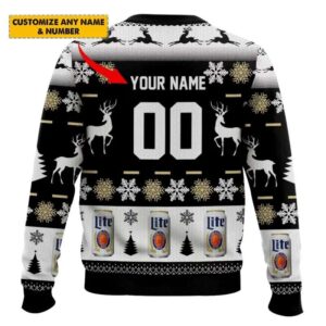 Alternative view of Personalized Black Miller Lite Ugly Christmas Sweater