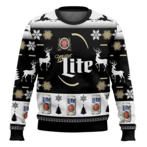 Personalized Black Miller Lite Ugly Christmas Sweater