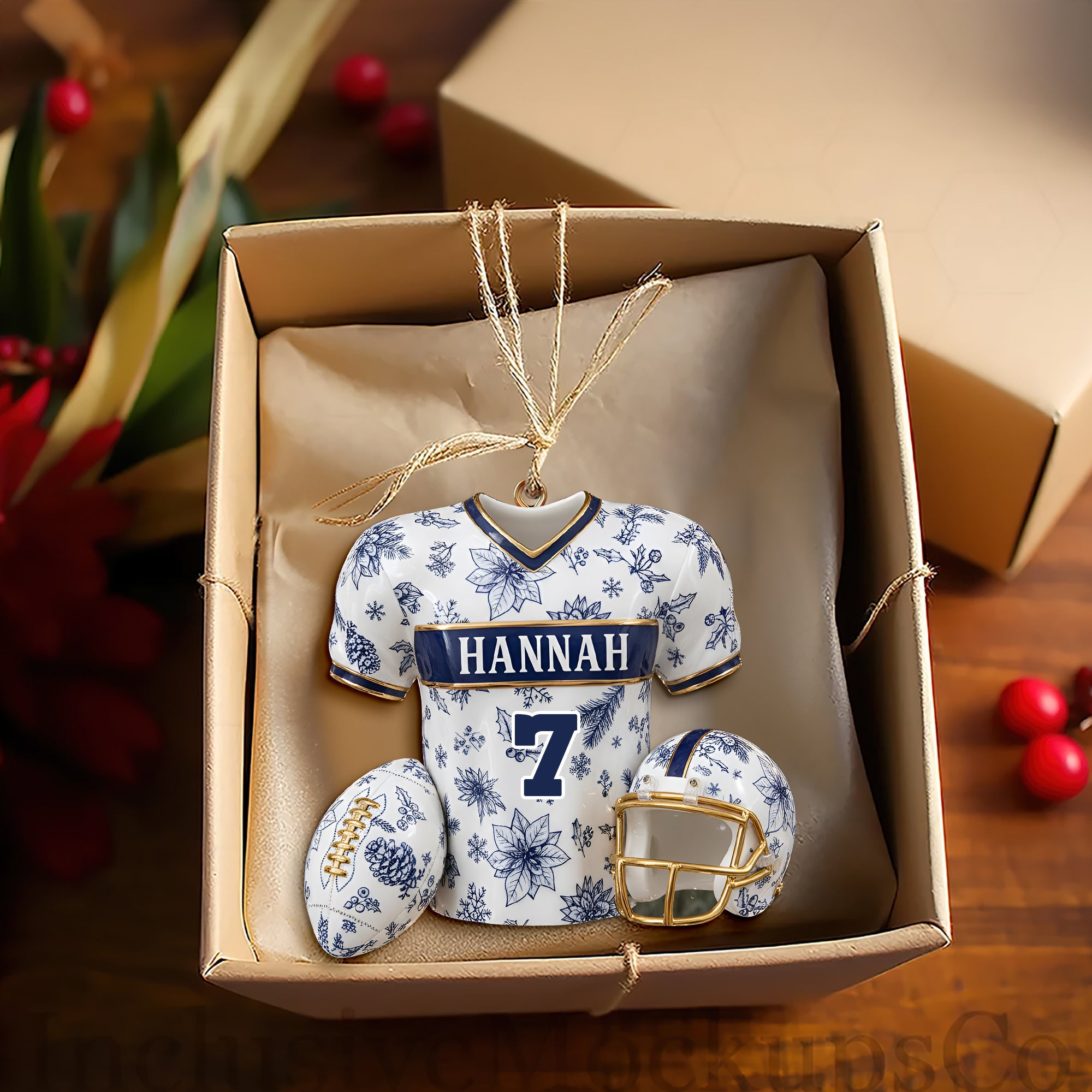 Alternative view of Personalized Christmas Festive Jersey Ornament 06PGLU300925