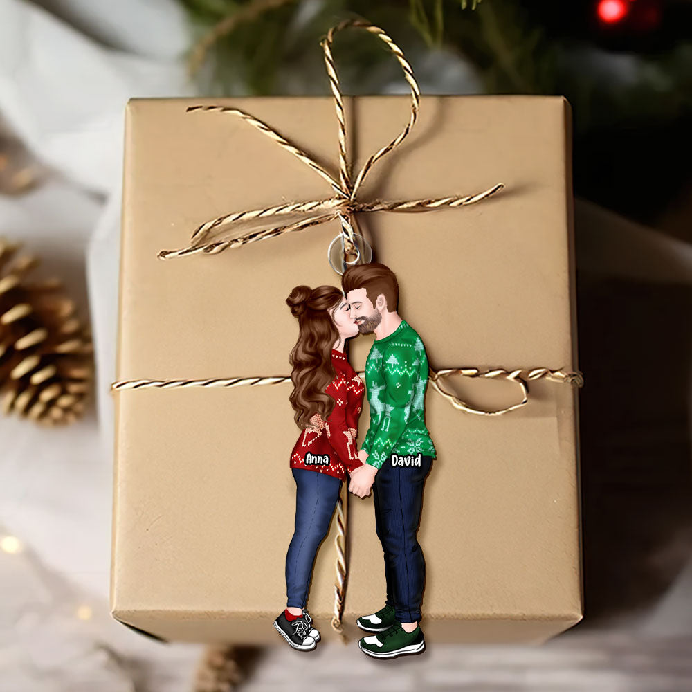 Personalized Christmas Gift For Couple Ornament Couple Kissing 013ACTI111124PA - Image 3
