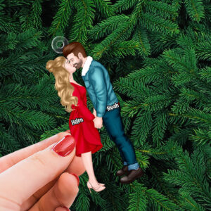 Alternative view of Personalized Christmas Gift For Couple Ornament Couple Kissing 013ACTI111124PA