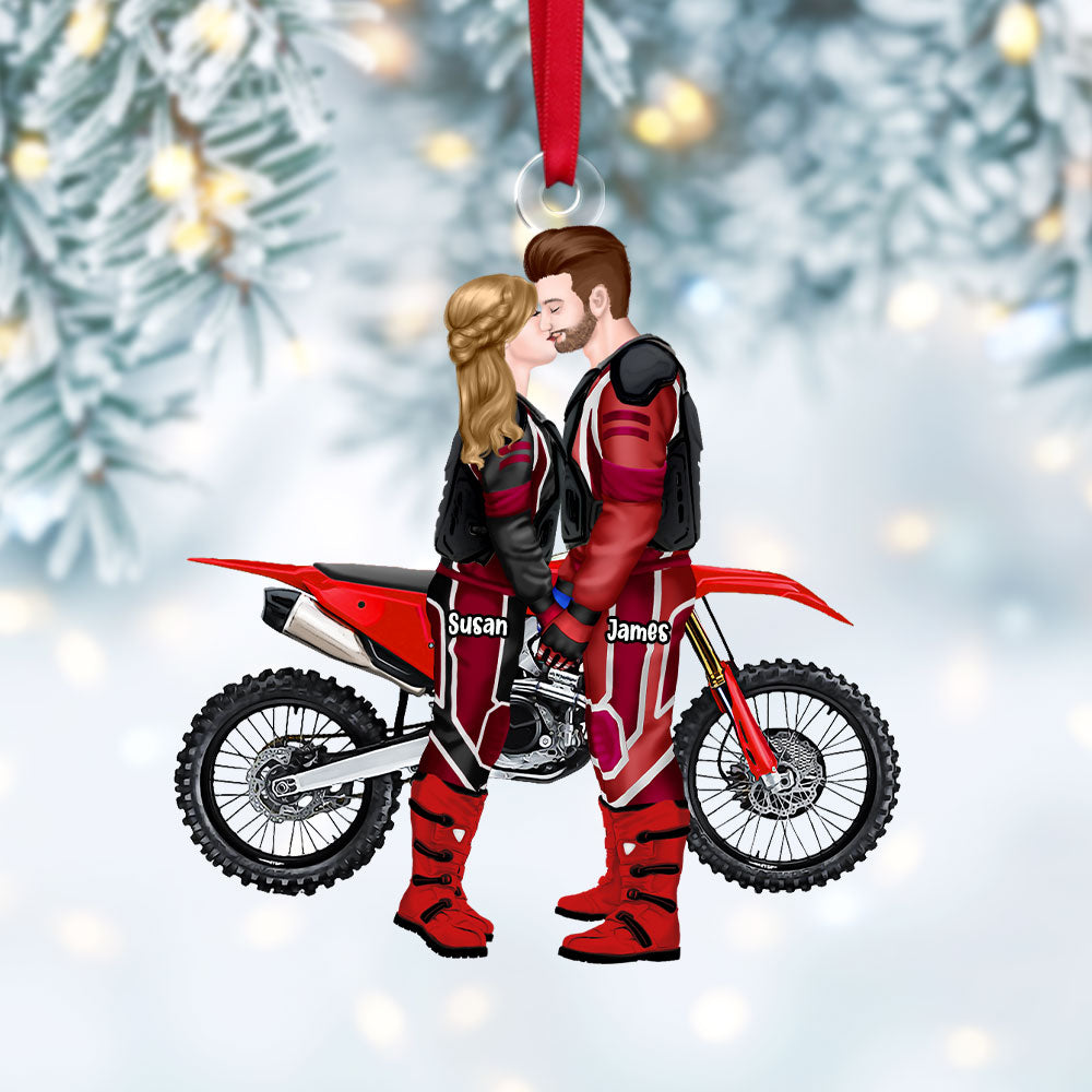 Personalized Christmas Gift For Couple Ornament Motorcross Couple 014ACTI111124PA
