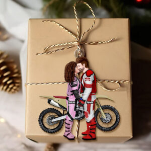 Alternative view of Personalized Christmas Gift For Couple Ornament Motorcross Couple 014ACTI111124PA