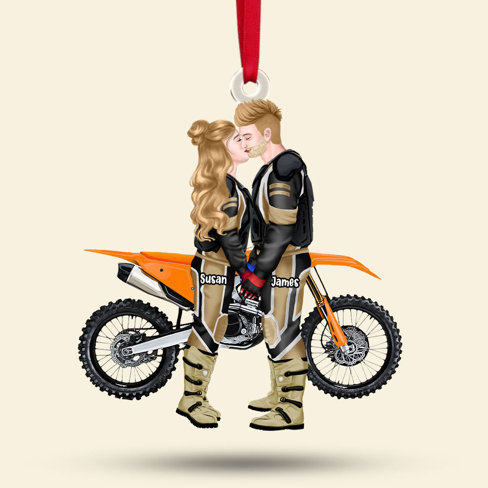 Personalized Christmas Gift For Couple Ornament Motorcross Couple 014ACTI111124PA - Image 4
