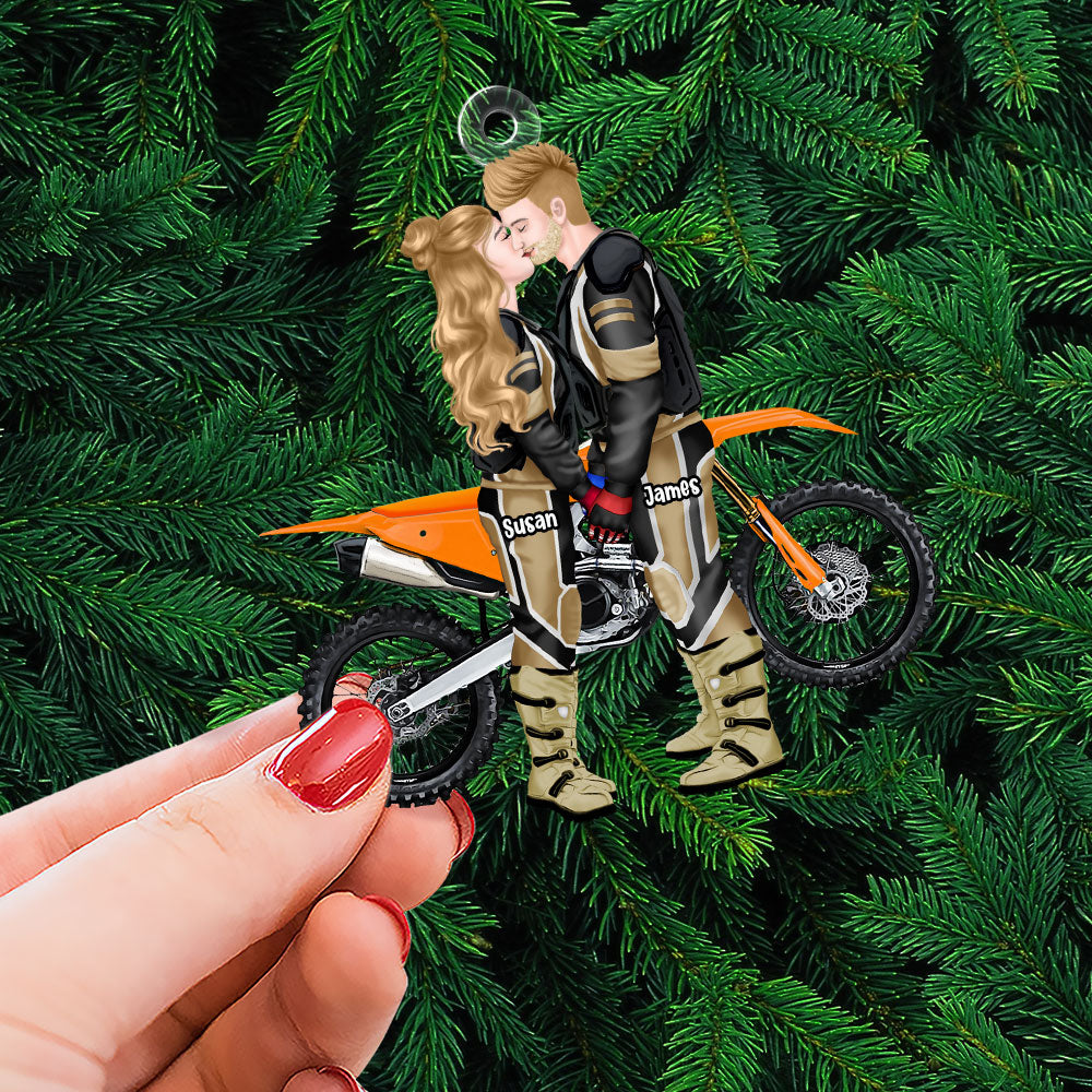 Personalized Christmas Gift For Couple Ornament Motorcross Couple 014ACTI111124PA - Image 3