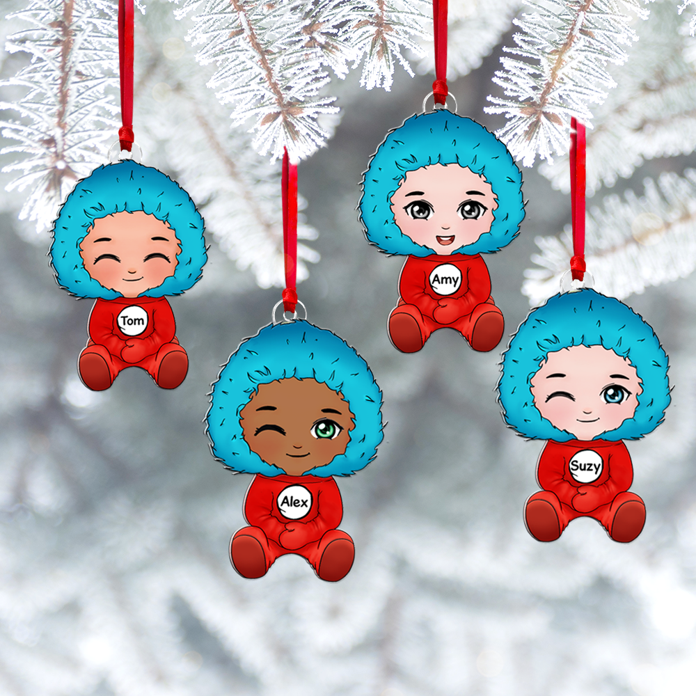 Alternative view of Personalized Christmas Gifts Cute Chibi Girl Acrylic Ornament 04QHHU301124