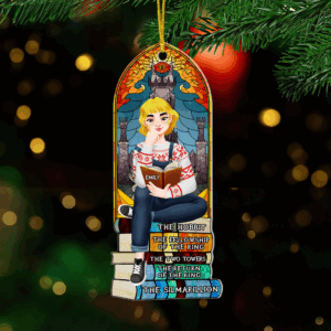 Personalized Christmas Gifts For Book Lovers Ornament 03hupu160924pa A Girl Sitting On Stack Of Books Reading