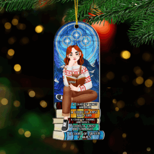 Personalized Christmas Gifts For Book Lovers Ornament 04hupu160924pa A Girl Sitting On Stack Of Books Reading
