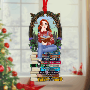 Personalized Christmas Gifts For Book Lovers Ornament 06hupu160924pa A Girl Sitting On Stack Of Books Reading