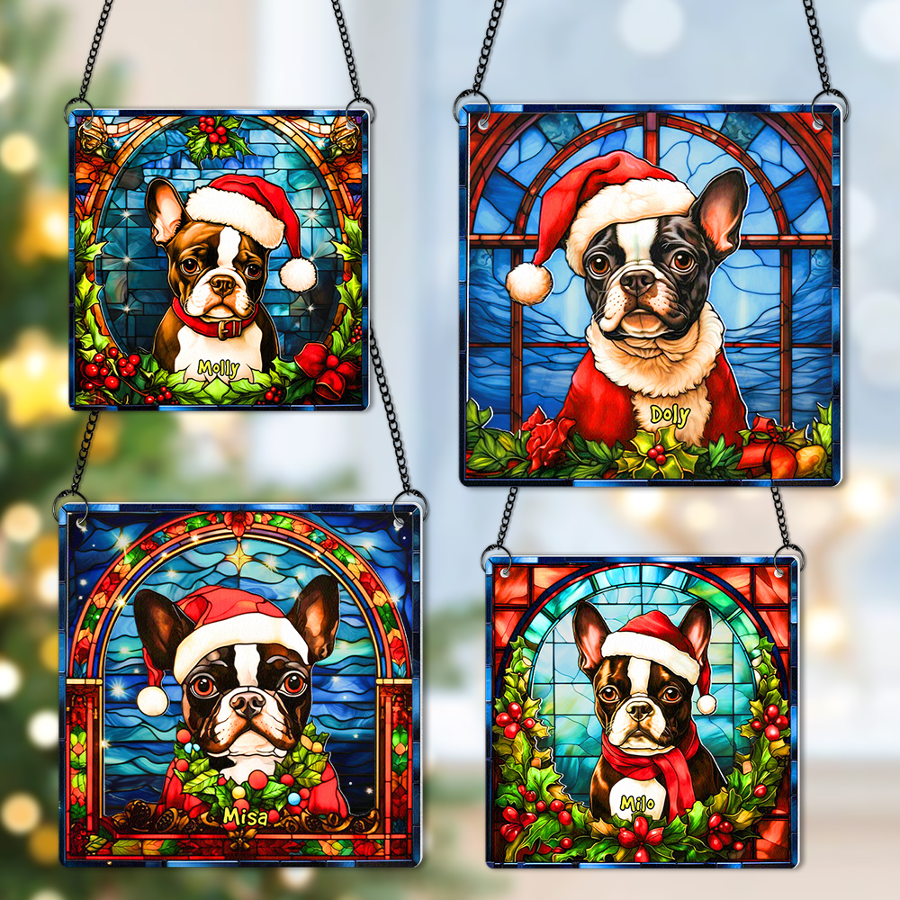 Alternative view of Personalized Christmas Gifts For Dog Lovers Suncatcher Ornament Boston Terrier Dog 05hupu090924