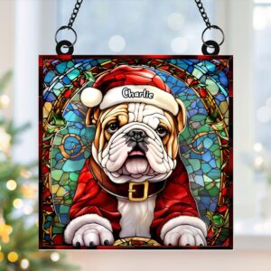 Personalized Christmas Gifts For Dog Lovers Suncatcher Ornament Bulldog 04huti100924