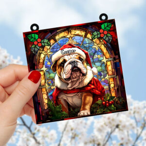 Alternative view of Personalized Christmas Gifts For Dog Lovers Suncatcher Ornament Bulldog 04huti100924