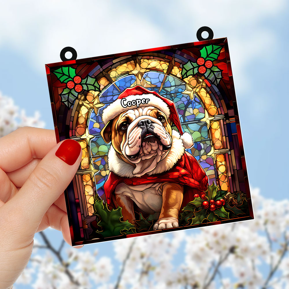 Alternative view of Personalized Christmas Gifts For Dog Lovers Suncatcher Ornament Bulldog 04huti100924