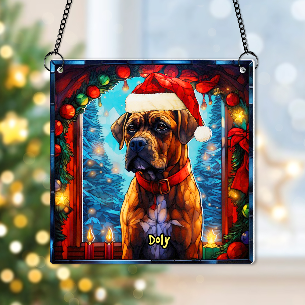 Alternative view of Personalized Christmas Gifts For Dog Lovers Suncatcher Ornament Christmas Boxer 02hupu100924
