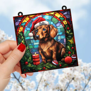 Alternative view of Personalized Christmas Gifts For Dog Lovers Suncatcher Ornament Dachshund 01huti100924