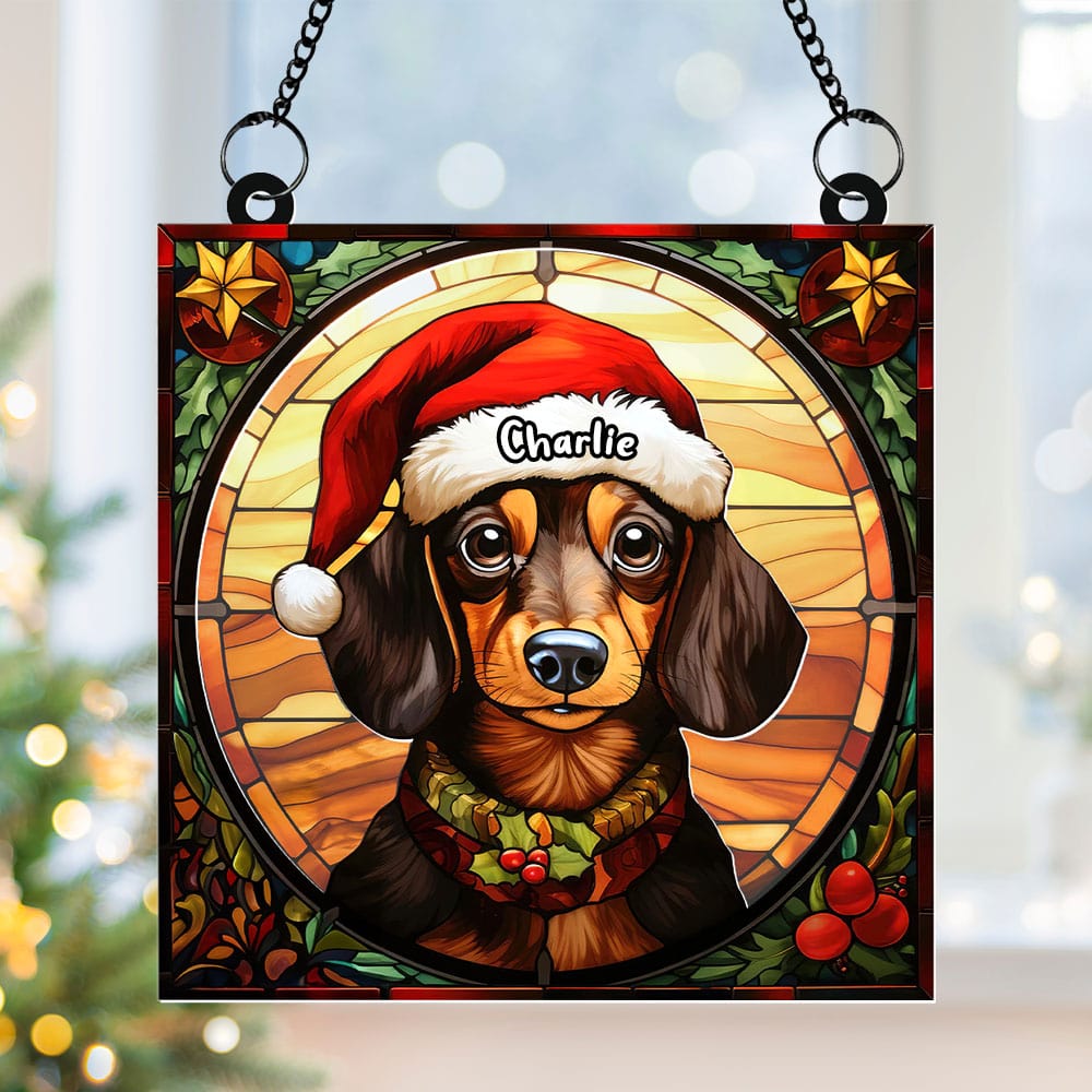 Personalized Christmas Gifts For Dog Lovers Suncatcher Ornament Dachshund 01huti100924 - Image 3
