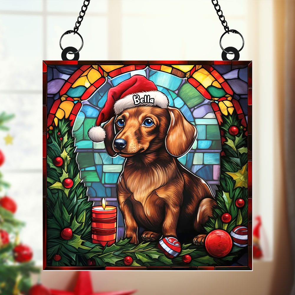 Personalized Christmas Gifts For Dog Lovers Suncatcher Ornament Dachshund 01huti100924