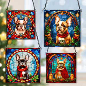 Alternative view of Personalized Christmas Gifts For Dog Lovers Suncatcher Ornament French Bulldog 03hupu100924